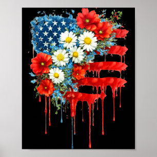Vier Juli bloemstuk Amerikaanse vlag wilde bloemen Poster