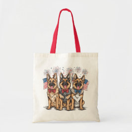 Vier Juli Duitse Herdershonden Tote Bag