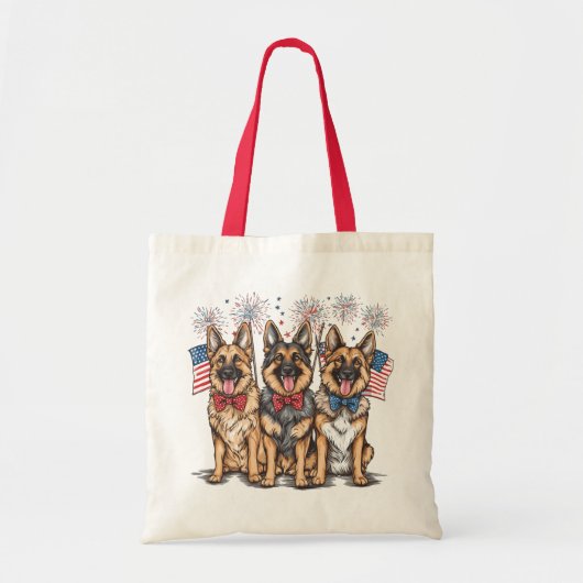 Vier Juli Duitse Herdershonden Tote Bag (Voorkant)