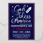 Vier juli-feest Amerika Folie Uitnodiging (Voorkant)