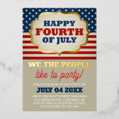 Vier juli-feest Patriottische vlag Folie Uitnodiging (Voorkant)