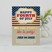 Vier juli-feest Patriottische vlag Folie Uitnodiging (Staand Voorkant)
