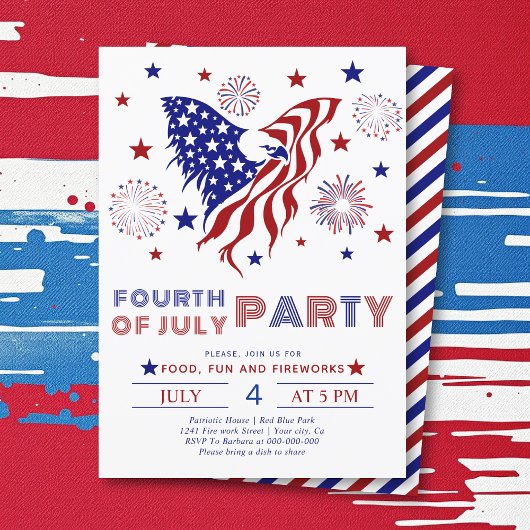 Vier juli-feest rode en blauwe adelaar kaart