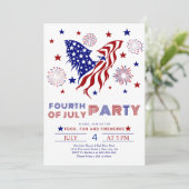 Vier juli-feest rood-blauwe adelaar kaart (Staand voorkant)