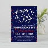 Vier juli feest sterren folie uitnodiging (Staand Voorkant)