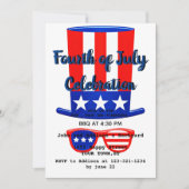 Vier juli feesthoed en -bril kaart (Voorkant)