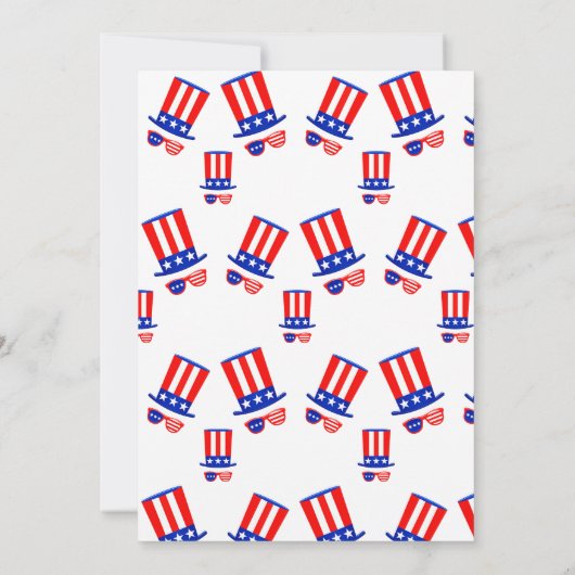 Vier juli feesthoed en -bril kaart (Achterkant)