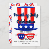 Vier juli feesthoed en -bril kaart (Voorkant / Achterkant)