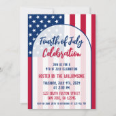Vier Juli Feestje Patriottisch Rood Wit en Blauw Kaart (Voorkant)