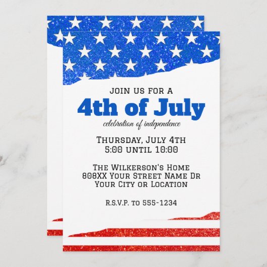 Vier juli glinsterende Amerikaanse vlag Kaart (Voorkant / Achterkant)