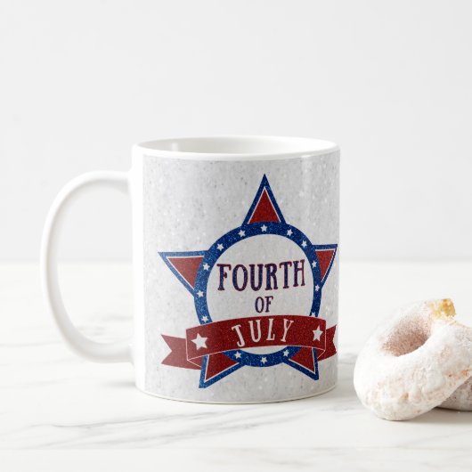 Vier Juli Glitter Koffiemok (Met donut)