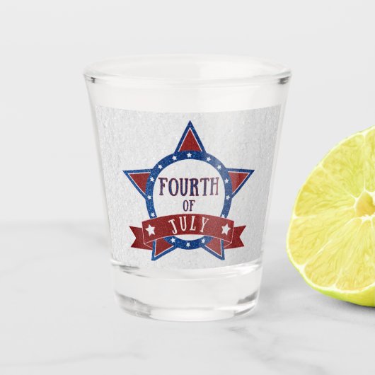 Vier Juli Glitter Shot Glas (Voorkant)