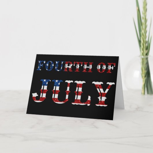 Vier Juli Glitterkaart Kaart (Voorkant)