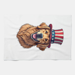 Vier juli Golden Retriever Vintage T-shirt 4 Theedoek