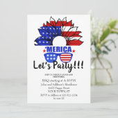 Vier juli  koele en eenvoudige uitnodiging (Staand voorkant)