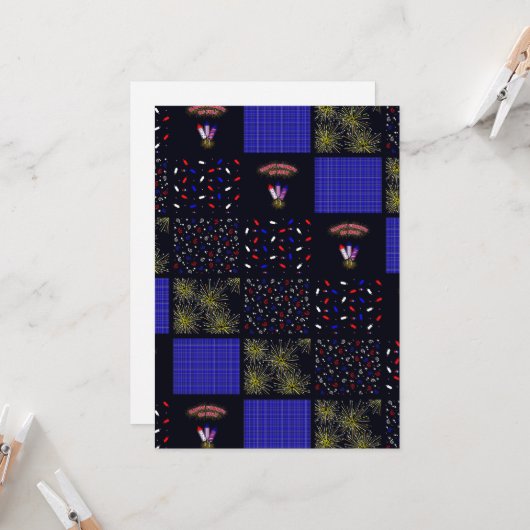 Vier Juli Lapjesdeken Patroon - 4 juli Kaart (Voorkant / Achterkant in situ)