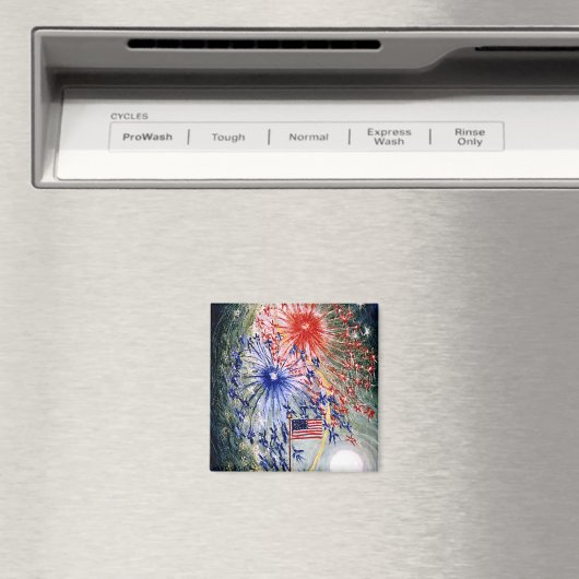 Vier juli, nummer 1, schilderij in fijnere stijl magneet (Insitu (Vaatwasser))