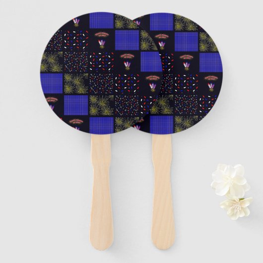 Vier Juli Patchwork Patroon - 4 juli Handwaaier (Voorkant en achterkant)