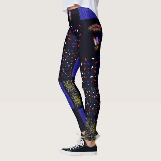 Vier Juli Patchwork Patroon - 4 juli Leggings (Links)