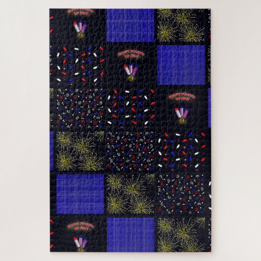 Vier Juli Patchwork Patroon - 4 juli Legpuzzel (Verticaal)