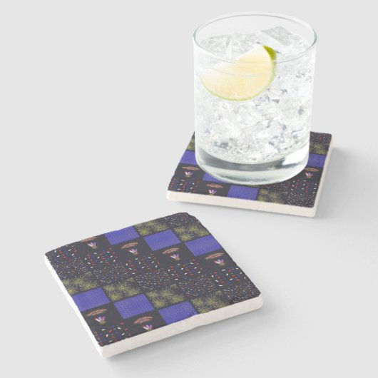 Vier Juli Patchwork Patroon - 4 juli Stenen Onderzetter (Zijkant)