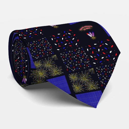 Vier Juli Patchwork Patroon - 4 juli Stropdas (Opgerold)