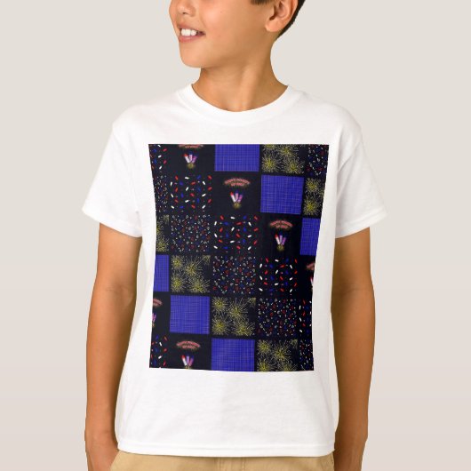 Vier juli Patchwork Patroon - 4 juli T-shirt (Voorkant)