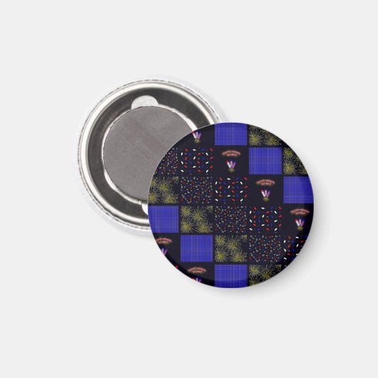 Vier juli patchworkpatroon - 4 juli magneet (Voorkant / Achterkant)