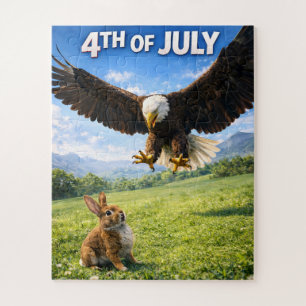 Vier juli, patriottische adelaar en konijn legpuzz legpuzzel