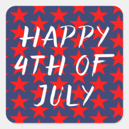 Vier juli rood en blauw vierkante sticker