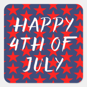 Vier juli rood en blauw vierkante sticker