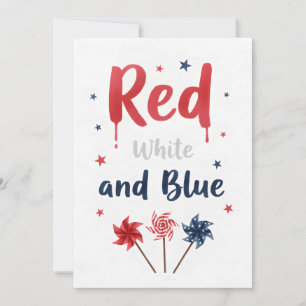 Vier juli Rood Wit Boem Patriottische Vuurwerk Feestdagenkaart