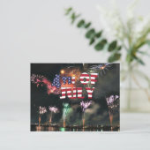 Vier Juli Spectaculair Vuurwerk Briefkaart (Staand voorkant)