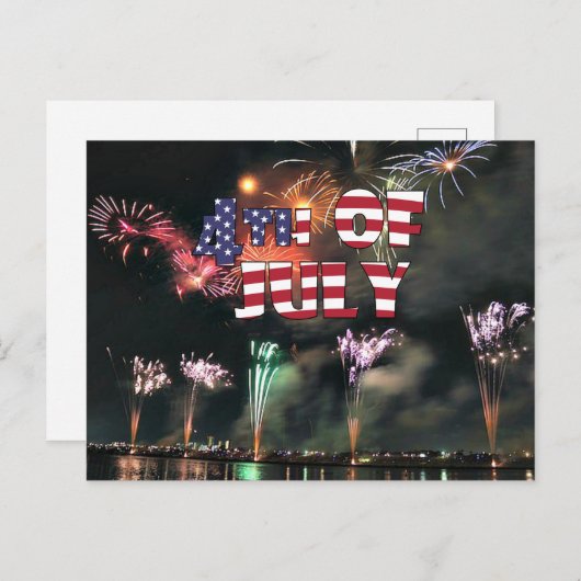 Vier Juli Spectaculair Vuurwerk Briefkaart (Voorkant / Achterkant)
