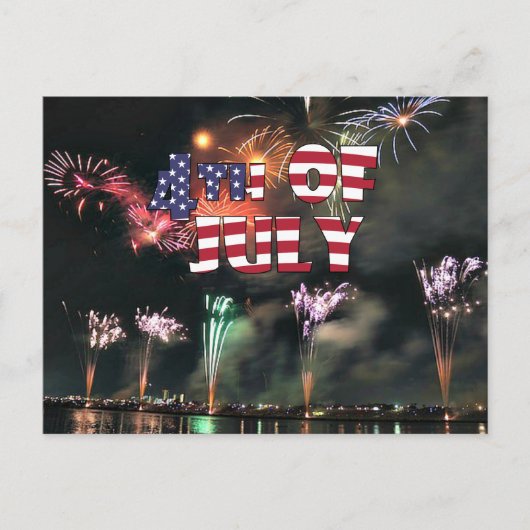 Vier Juli Spectaculair Vuurwerk Briefkaart (Voorkant)