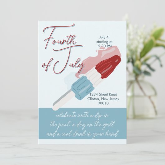 Vier juli uitnodiging (Staand voorkant)