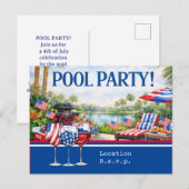 Vier juli-viering Barbecue Zwembad Feest Briefkaart (Voorkant / Achterkant)