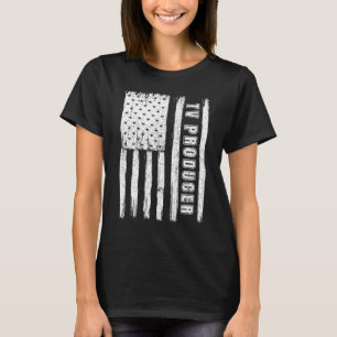 Vier juli voor mannen Amerikaanse vlag tv-producen T-shirt