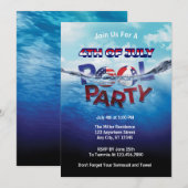 Vier juli zwembadfeest  kaart (Voorkant / Achterkant)