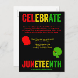 Vier Juneteenth Freedom Day Rood Geel Groen Feestdagenkaart
