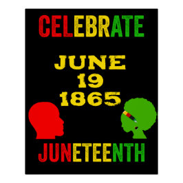Vier Juneteenth Freedom Day Rood Geel Groen Perfect Poster