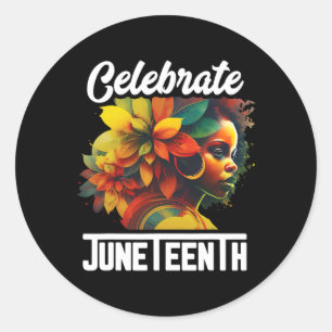 Vier Juneteenth Shirt Vrouwen African Black His Ronde Sticker