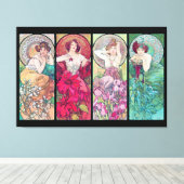 Vier juwelen, Alphonse Mucha Canvas Afdruk (Insitu (Houten vloer))