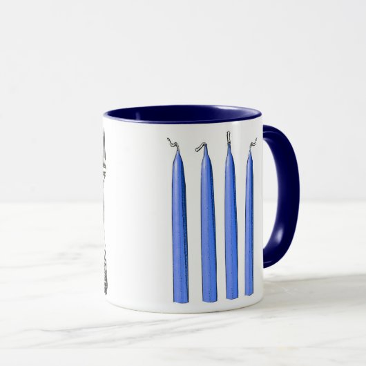 Vier kaarsen/vorkhandvatten mok (Voorkant rechts)