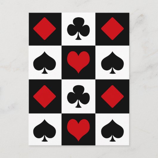 Vier kaartkostuums briefkaart (Voorkant)