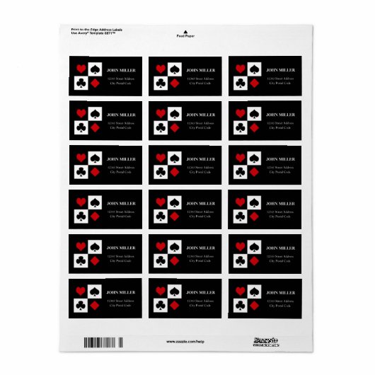 Vier kaartpakken etiket (Full Sheet)