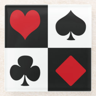 Vier kaartpakken glazen onderzetter