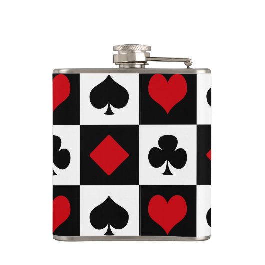 Vier kaartpakken heupfles (Achterkant)