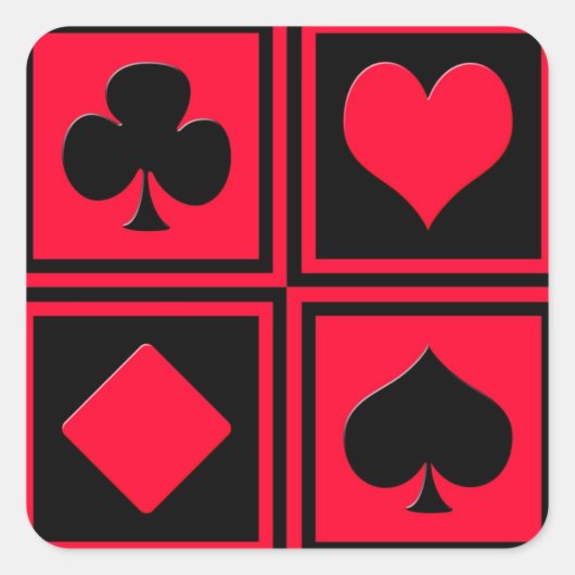Vier kaartpakken vierkante sticker (Voorkant)