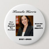 VIER KAMALA HARRIS RONDE BUTTON 4,0 CM (Voorkant)